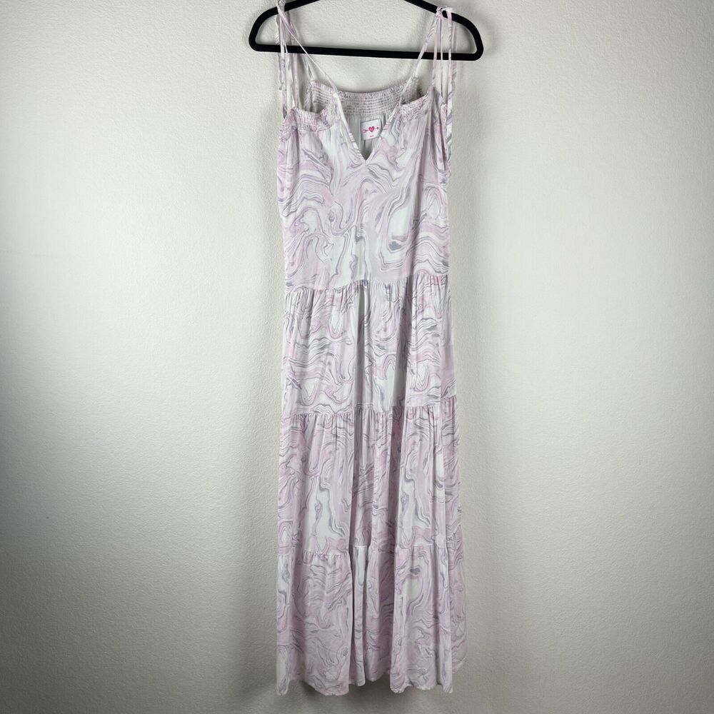 Buddy Love Reese Tiered Maxi Dress Womens Medium Purple Smocked Boho Beach